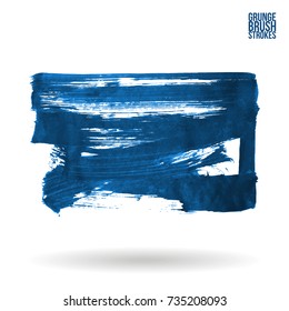 Blue brush stroke and texture. Grunge vector abstract hand - painted element. Underline and border design.