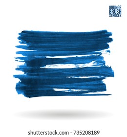 Blue brush stroke and texture. Grunge vector abstract hand - painted element. Underline and border design.