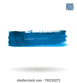 Blue brush stroke and texture. Grunge vector abstract hand - painted element. Underline and border design.