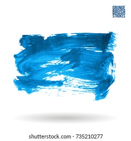 Blue brush stroke and texture. Grunge vector abstract hand - painted element. Underline and border design.