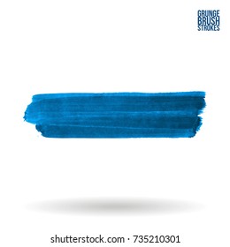 Blue brush stroke and texture. Grunge vector abstract hand - painted element. Underline and border design.