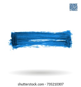 Blue brush stroke and texture. Grunge vector abstract hand - painted element. Underline and border design.