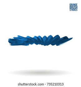 Blue brush stroke and texture. Grunge vector abstract hand - painted element. Underline and border design.