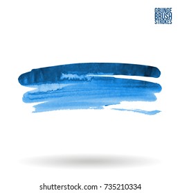 Blue brush stroke and texture. Grunge vector abstract hand - painted element. Underline and border design.