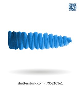 Blue brush stroke and texture. Grunge vector abstract hand - painted element. Underline and border design.