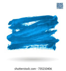 Blue brush stroke and texture. Grunge vector abstract hand - painted element. Underline and border design.