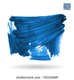 Blue brush stroke and texture. Grunge vector abstract hand - painted element. Underline and border design.