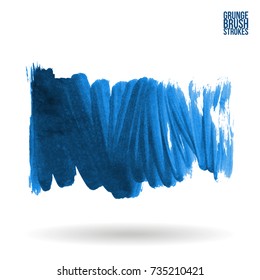 Blue brush stroke and texture. Grunge vector abstract hand - painted element. Underline and border design.