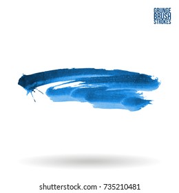 Blue brush stroke and texture. Grunge vector abstract hand - painted element. Underline and border design.
