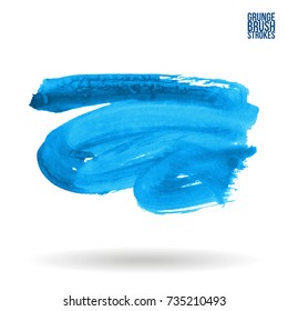 Blue brush stroke and texture. Grunge vector abstract hand - painted element. Underline and border design.