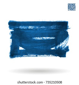 Blue brush stroke and texture. Grunge vector abstract hand - painted element. Underline and border design.