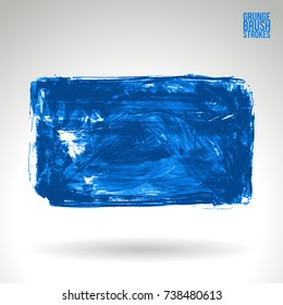 Blue brush stroke and texture. Grunge vector abstract hand - painted element. Underline and border design.