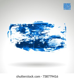 Blue brush stroke and texture. Grunge vector abstract hand - painted element. Underline and border design.