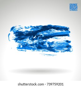 Blue brush stroke and texture. Grunge vector abstract hand - painted element. Underline and border design.