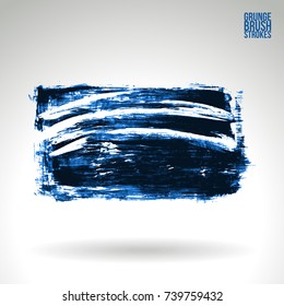 Blue brush stroke and texture. Grunge vector abstract hand - painted element. Underline and border design.