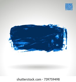 Blue brush stroke and texture. Grunge vector abstract hand - painted element. Underline and border design.