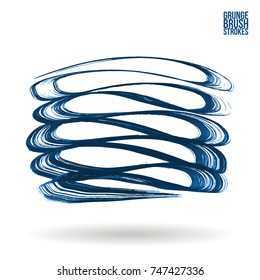 Blue brush stroke and texture. Grunge vector abstract hand - painted element. Underline and border design.
