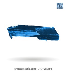 Blue brush stroke and texture. Grunge vector abstract hand - painted element. Underline and border design.