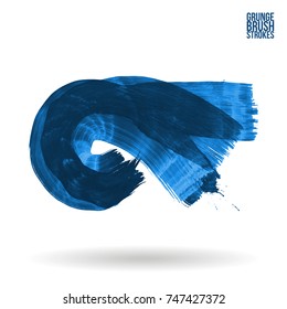 Blue brush stroke and texture. Grunge vector abstract hand - painted element. Underline and border design.