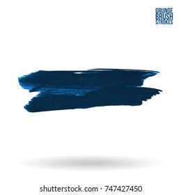 Blue brush stroke and texture. Grunge vector abstract hand - painted element. Underline and border design.