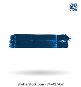 Blue brush stroke and texture. Grunge vector abstract hand - painted element. Underline and border design.