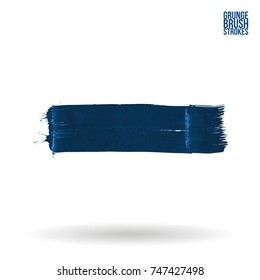 Blue brush stroke and texture. Grunge vector abstract hand - painted element. Underline and border design.