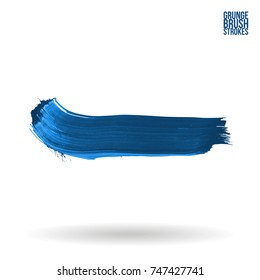 Blue brush stroke and texture. Grunge vector abstract hand - painted element. Underline and border design.