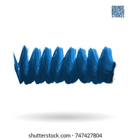 Blue brush stroke and texture. Grunge vector abstract hand - painted element. Underline and border design.