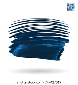 Blue brush stroke and texture. Grunge vector abstract hand - painted element. Underline and border design.