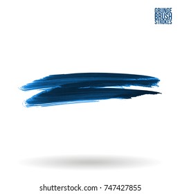 Blue brush stroke and texture. Grunge vector abstract hand - painted element. Underline and border design.