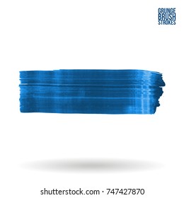 Blue brush stroke and texture. Grunge vector abstract hand - painted element. Underline and border design.