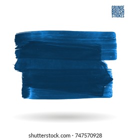 Blue brush stroke and texture. Grunge vector abstract hand - painted element. Underline and border design.