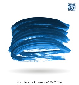 Blue brush stroke and texture. Grunge vector abstract hand - painted element. Underline and border design.