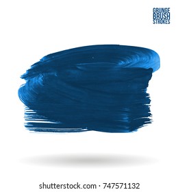 Blue brush stroke and texture. Grunge vector abstract hand - painted element. Underline and border design.