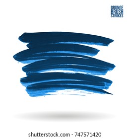 Blue brush stroke and texture. Grunge vector abstract hand - painted element. Underline and border design.