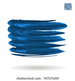Blue brush stroke and texture. Grunge vector abstract hand - painted element. Underline and border design.
