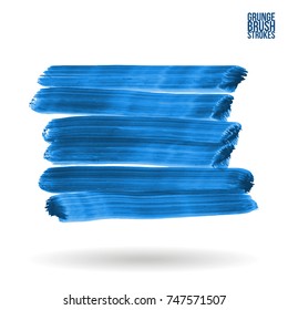 Blue brush stroke and texture. Grunge vector abstract hand - painted element. Underline and border design.
