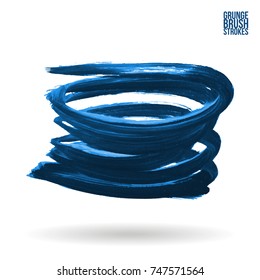 Blue brush stroke and texture. Grunge vector abstract hand - painted element. Underline and border design.