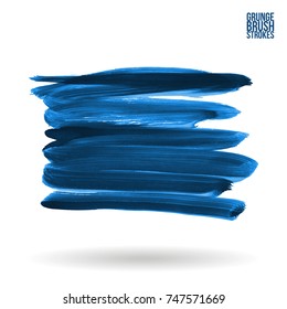 Blue brush stroke and texture. Grunge vector abstract hand - painted element. Underline and border design.