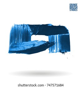 Blue brush stroke and texture. Grunge vector abstract hand - painted element. Underline and border design.