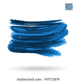 Blue brush stroke and texture. Grunge vector abstract hand - painted element. Underline and border design.