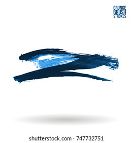 Blue brush stroke and texture. Grunge vector abstract hand - painted element. Underline and border design.