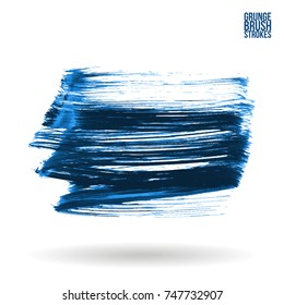 Blue brush stroke and texture. Grunge vector abstract hand - painted element. Underline and border design.