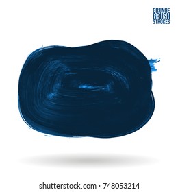 Blue brush stroke and texture. Grunge vector abstract hand - painted element. Underline and border design.