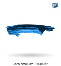 Blue brush stroke and texture. Grunge vector abstract hand - painted element. Underline and border design.
