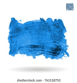Blue brush stroke and texture. Grunge vector abstract hand - painted element. Underline and border design.