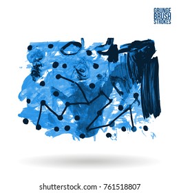 Blue brush stroke and texture. Grunge vector abstract hand - painted element. Underline and border design.