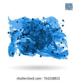 Blue brush stroke and texture. Grunge vector abstract hand - painted element. Underline and border design.