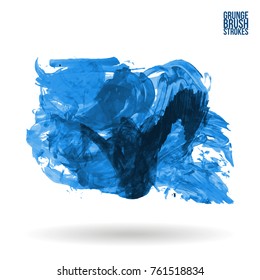 Blue brush stroke and texture. Grunge vector abstract hand - painted element. Underline and border design.
