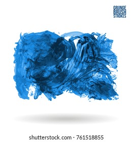 Blue brush stroke and texture. Grunge vector abstract hand - painted element. Underline and border design.